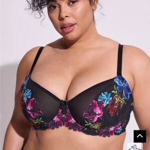 ❄️❄️ Torrid 46d Balconette Unlined Photo Floral Lace Straight Back Bra